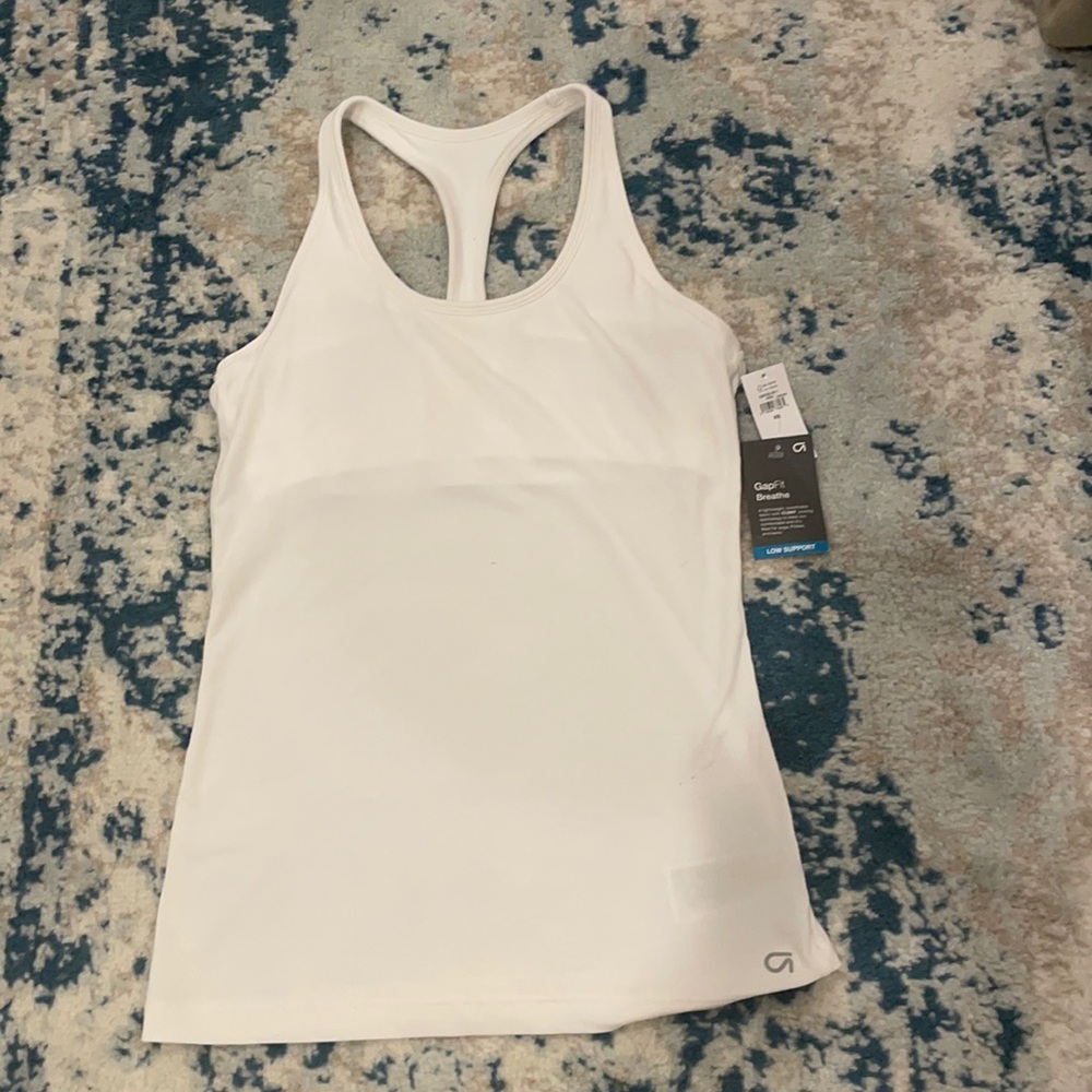 White Sports tank- with built in bra— no pads
